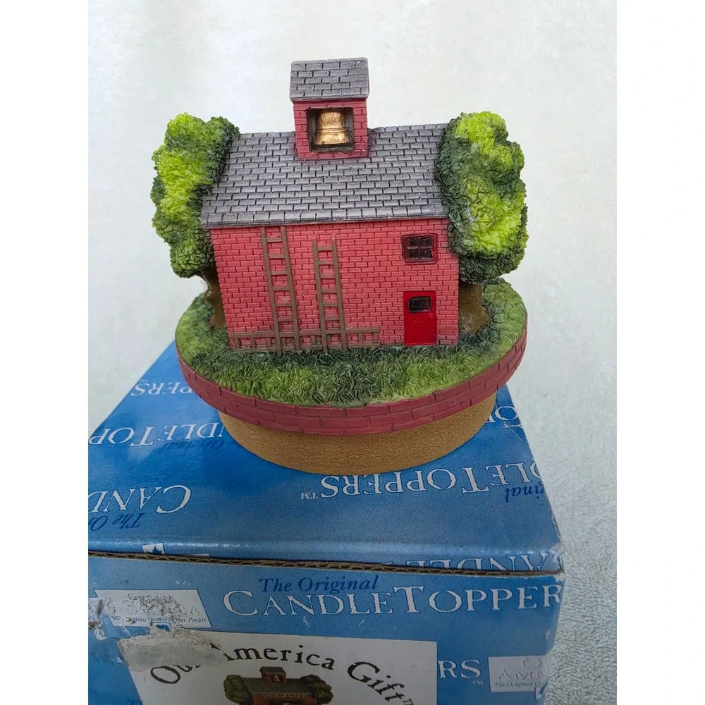 Our America Gift Fire Station Topper 4063 Original Candle Toppers Red 2002 Box